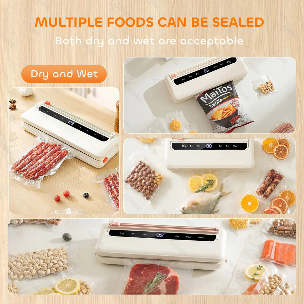 CENRR NEW Electric Vaccum Sealer Dry/Wet Food Packaging Machine Bag Sealing With UV Food Cutter Food Vacuum Packaging Machine