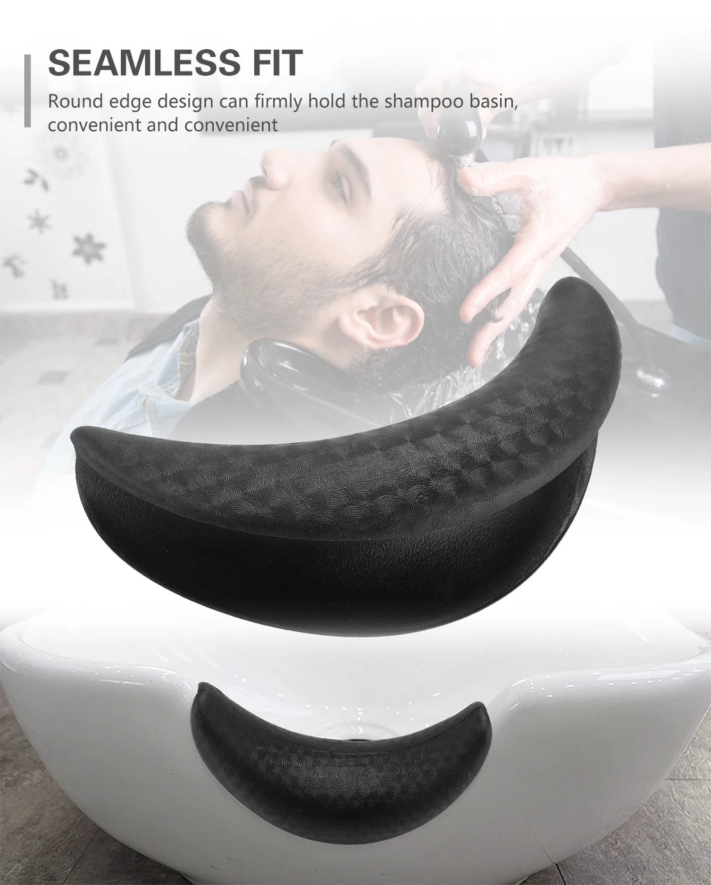 Silicone Shampoo Bowl Neck Rest Pillow - Ergonomic Salon Cushion Black Massage Chairs Tidesmit