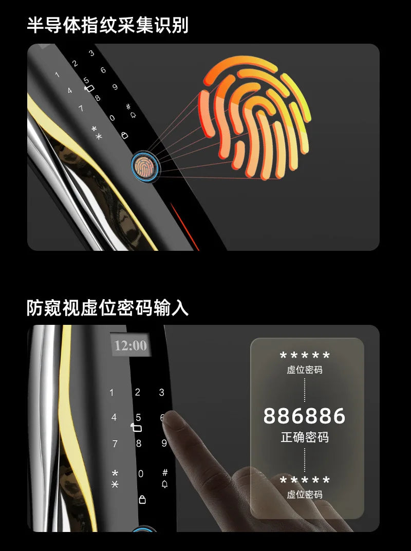 Smart lock with surveillance camera fingerprint facial recognition password door lock