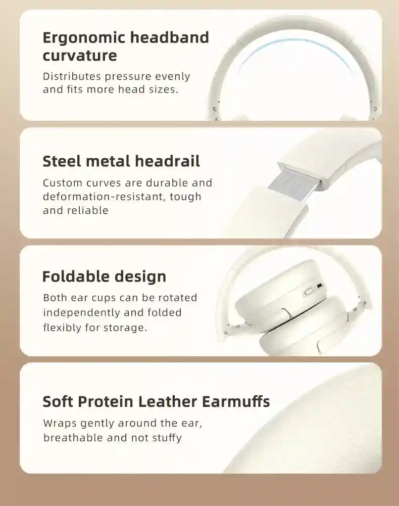 Wireless Headphones with Active Noise Cancellation - L50 Over-Ear Model Tidesmit