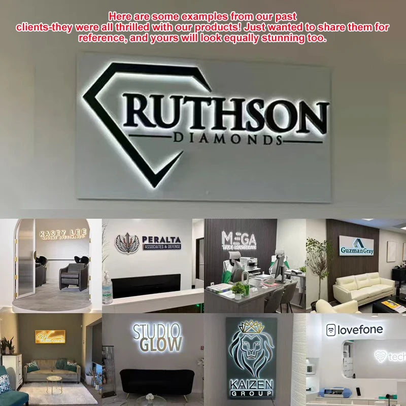 Custom LED Business Sign 3D Illuminated Letters Waterproof Shop Sign Personalized Company Logo Outdoor Signboard Office Shop