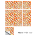 10pcs/set 10/15/20/30cm Flat Orange Marble Mosaic Hard Tiles Wall Sticker Kitchen Bathroom Home Decor Wallpaper PVC Art Mural