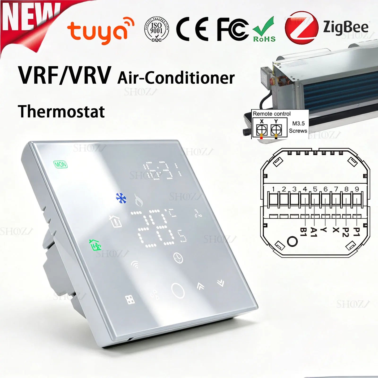 TUYA Zigbee Smart Thermostat for VRF/VAR Central Air Systems Wireless Smart Digital For Mitsubishi Electric Fujitsu Daikin