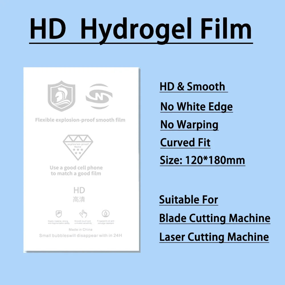 HD hydrogel film sheet, 120x180mm; curved fit for blade or laser cutting