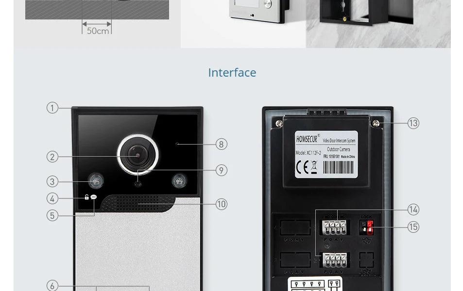 XC112F-2 HD Waterproof Doorbell Camera with 2 Call Buttons for XSL 4 Wire 1080P Video Door Phone Intercom Home Security 2 Flats
