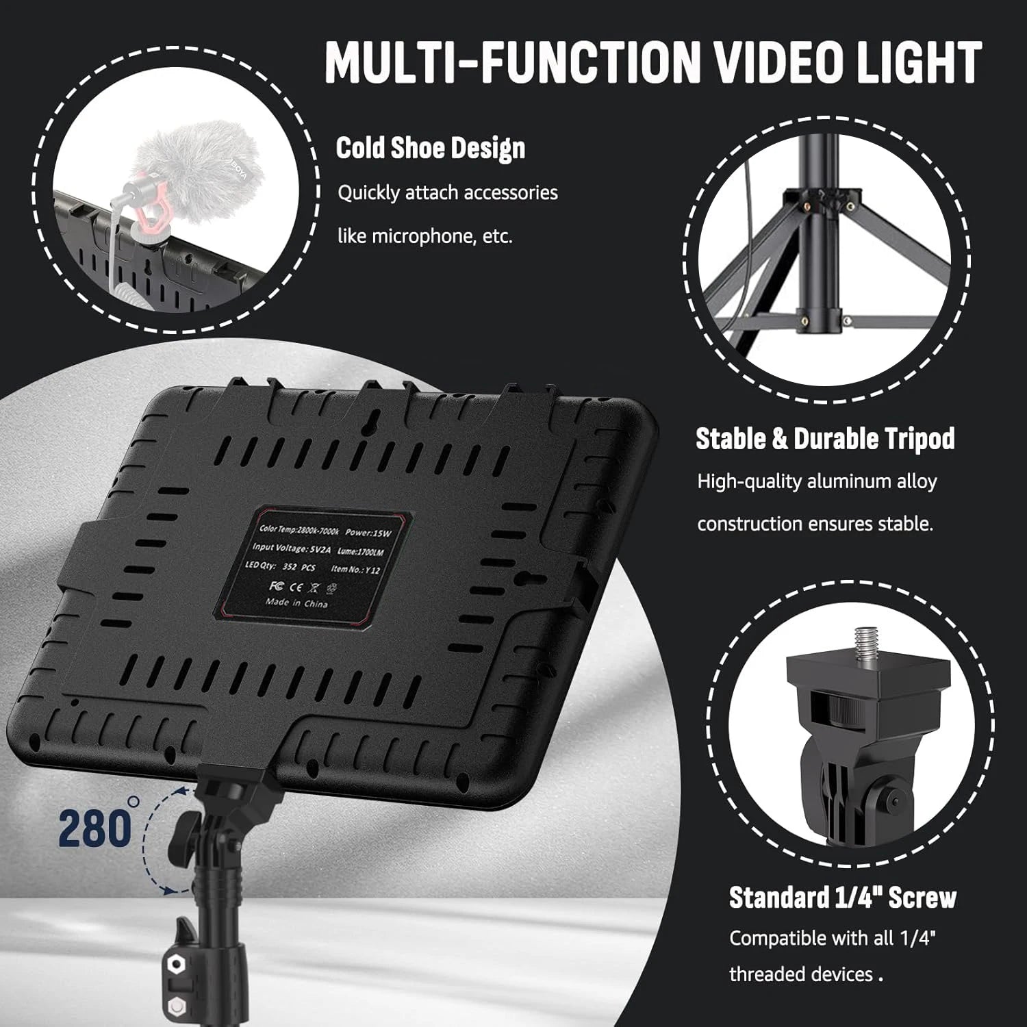 LED Video Light Kit | Adjustable Studio Lighting for Content Creation Tidesmit