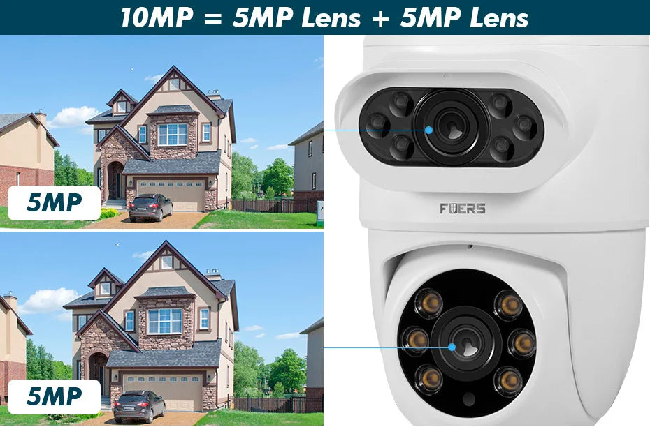 FUERS 5K 10MP Dual Lens IP Camera Tuya Smart Outdoor Home Security Auto Tracking Human Detection WIFI CCTV Surveillance Camera