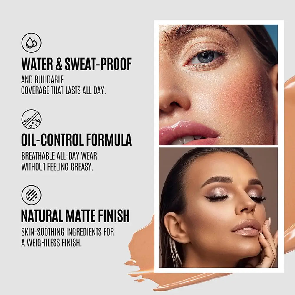 Tidesmit long lasting full coverage natural matte liquid foundation and moisturizing concealer base makeup shade swatch