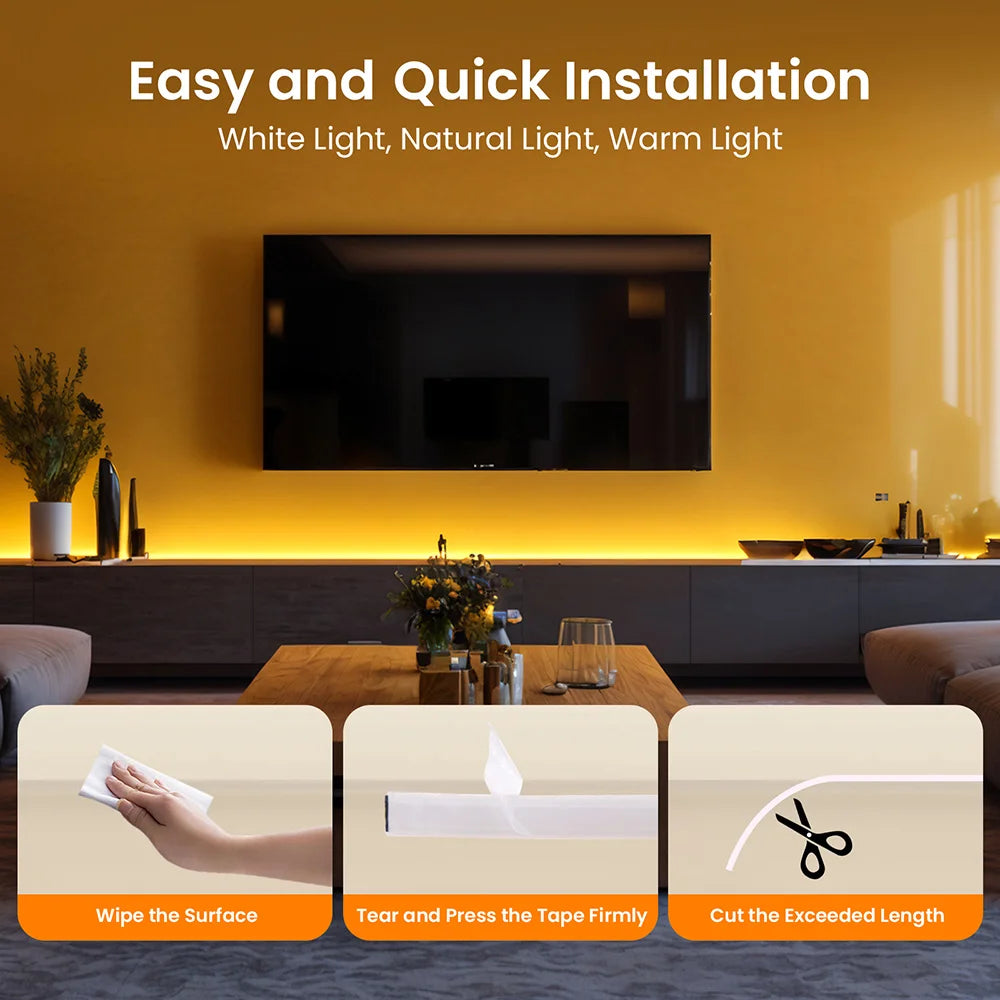 Wifi Bluetooth COB LED Neon Strip Light Wall Touch 23key Remote Control 220V Dimmer Power Kit 5m 10m 20m 0.5m 240LED/m Flex Lamp