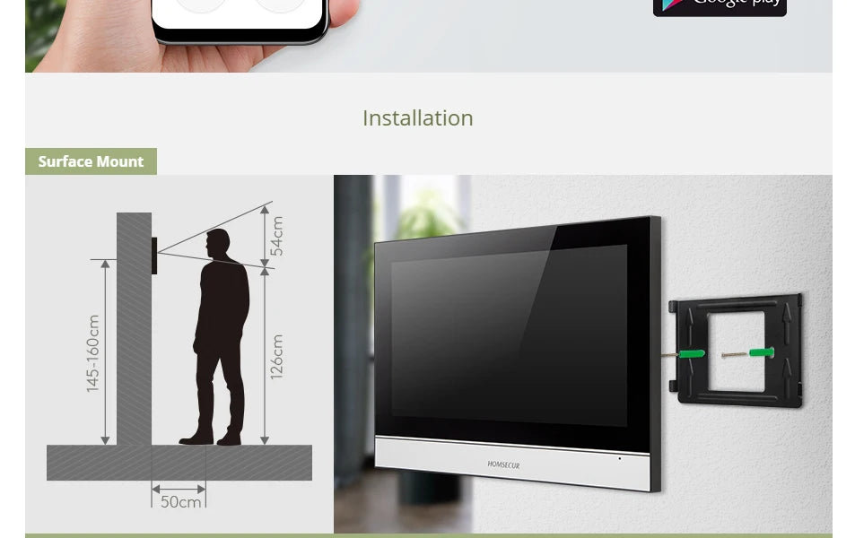 Tuya WiFi Intercom Monitor 7"/10" Touch Screen 4 Wire Motion Detection for HOMSECUR HD 1080P Video Doorphone Smart Home Security