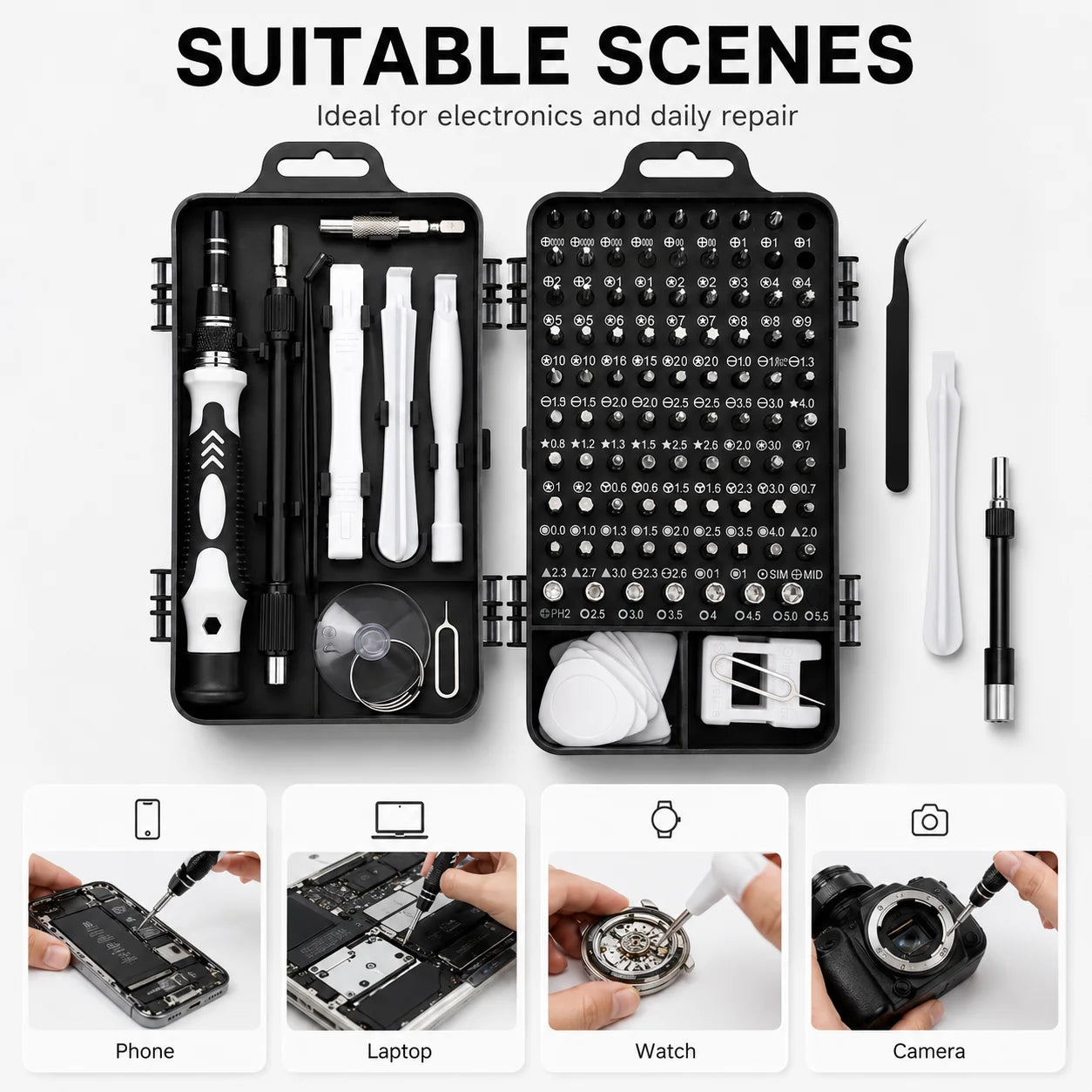 115 In 1 Precision Magnetic Screwdriver Set Electronics Repair Tool Kit For Phone Laptop Game Console Watch