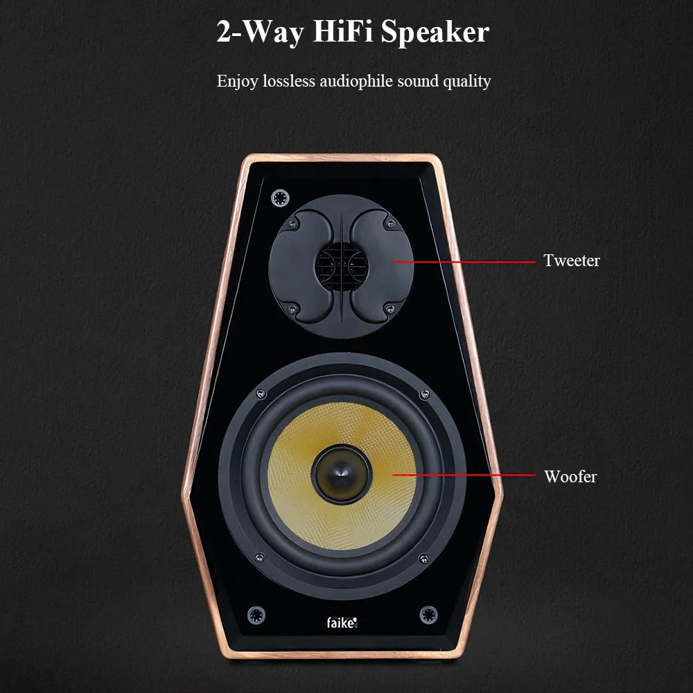 6.5 Inch Passive Hifi Bookshelf Speaker Home Audiophile Two Way Wooden Monitor Speaker Stereo 100w Output Power 4 Ohm Impedance