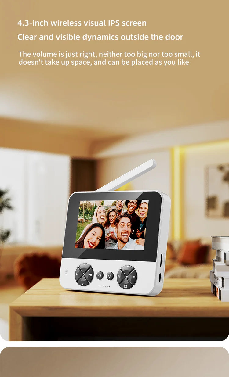 4.3 "visual electronic doorbell 100-degree wide-angle ultra-long standby infrared night vision intelligent cat eye monitoring