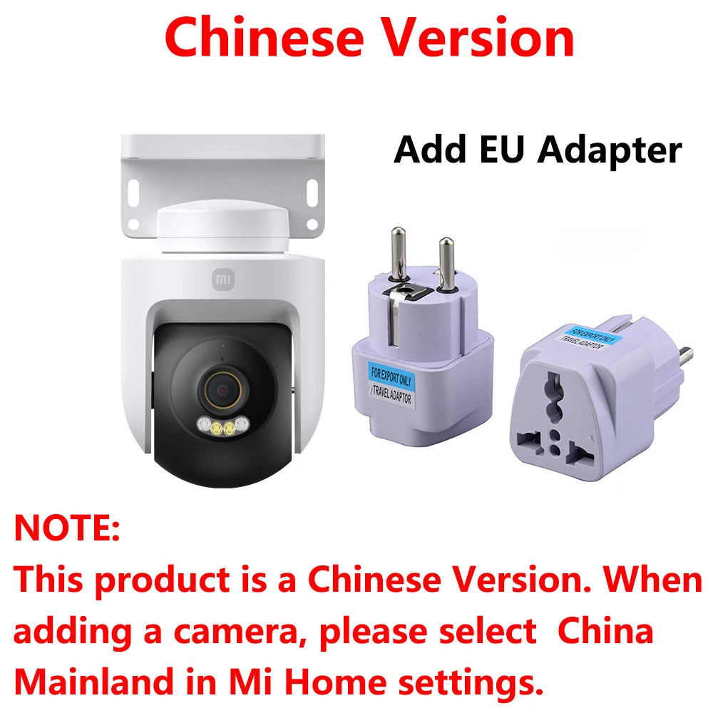 Smart outdoor PTZ security camera with bracket and EU plug adapter