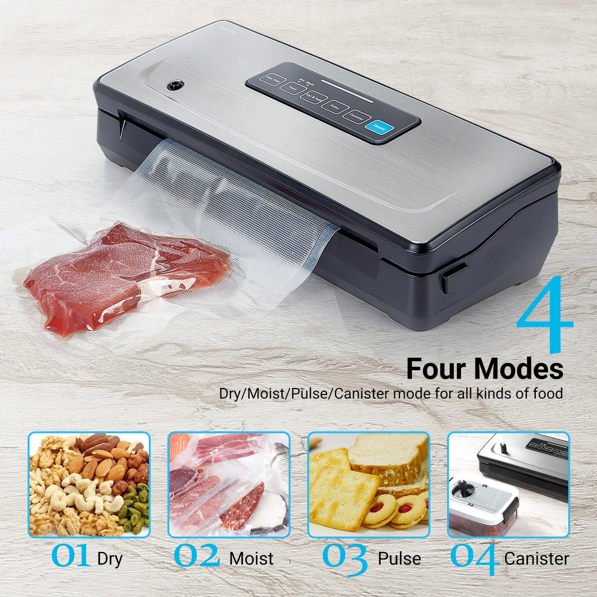 INKBIRD 3rd Vacuum Sealer with Starter Kit -80KPA Strong Suction Kitchen Household Food Vacuum Sealer Machine for Meat,Vegetable