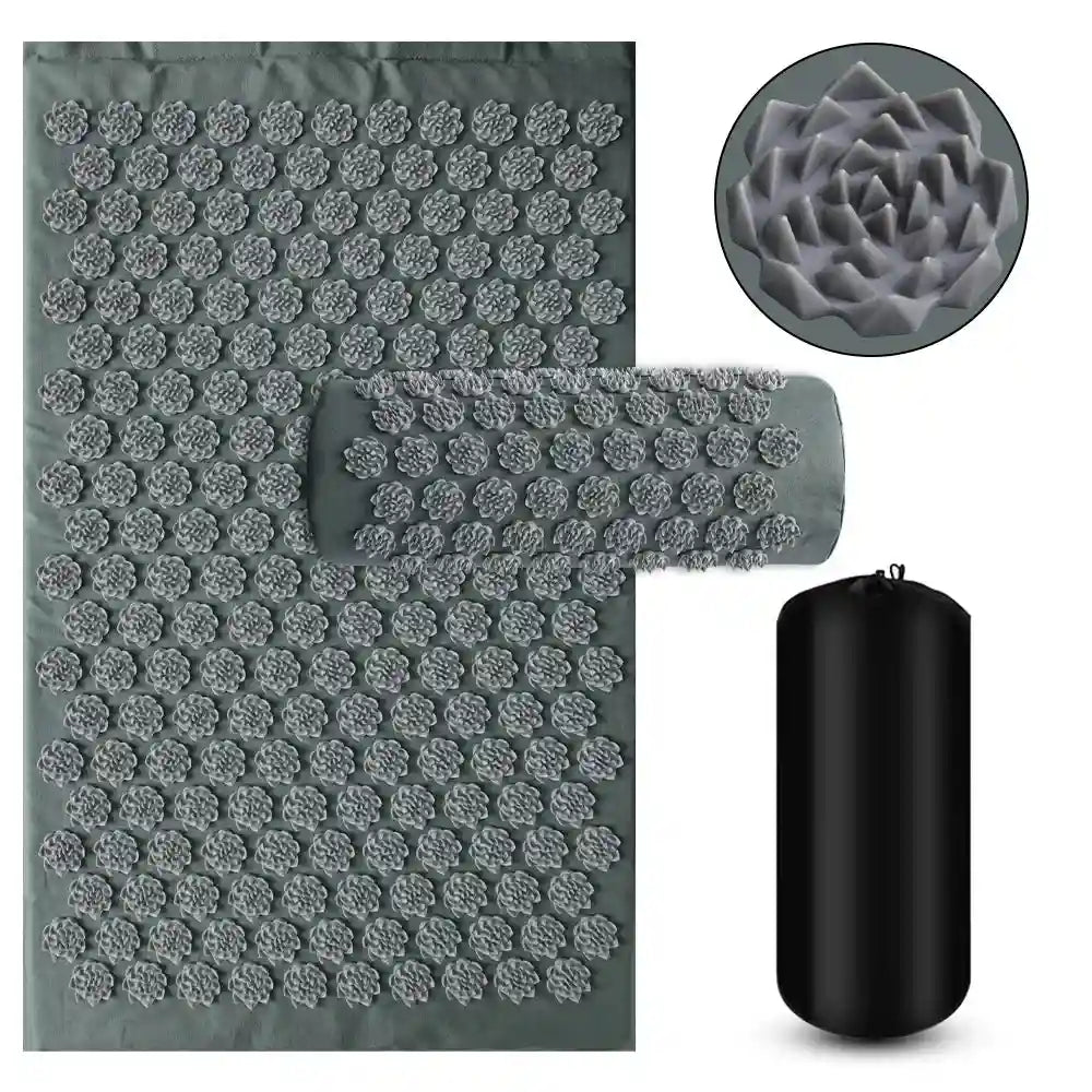Acupressure Mat Set with Pillow - Deep Tissue Muscle Relief 3PCS Massage Roller Tidesmit