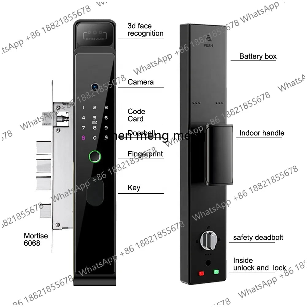 Lxy Home Wifi Fully Automatic 3D Face Recognition Smart Lock Face Security Fingerprint Code Card Key Camera Door Smart Locks
