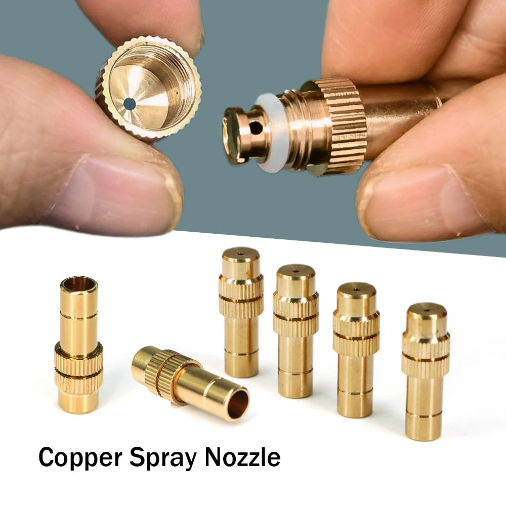 30-5M Outdoor Garden Adjustable Brass Nozzle Atomizer Kit 5/8mm Hose Nebulization Humidification Cool Watering System Lawn Spray