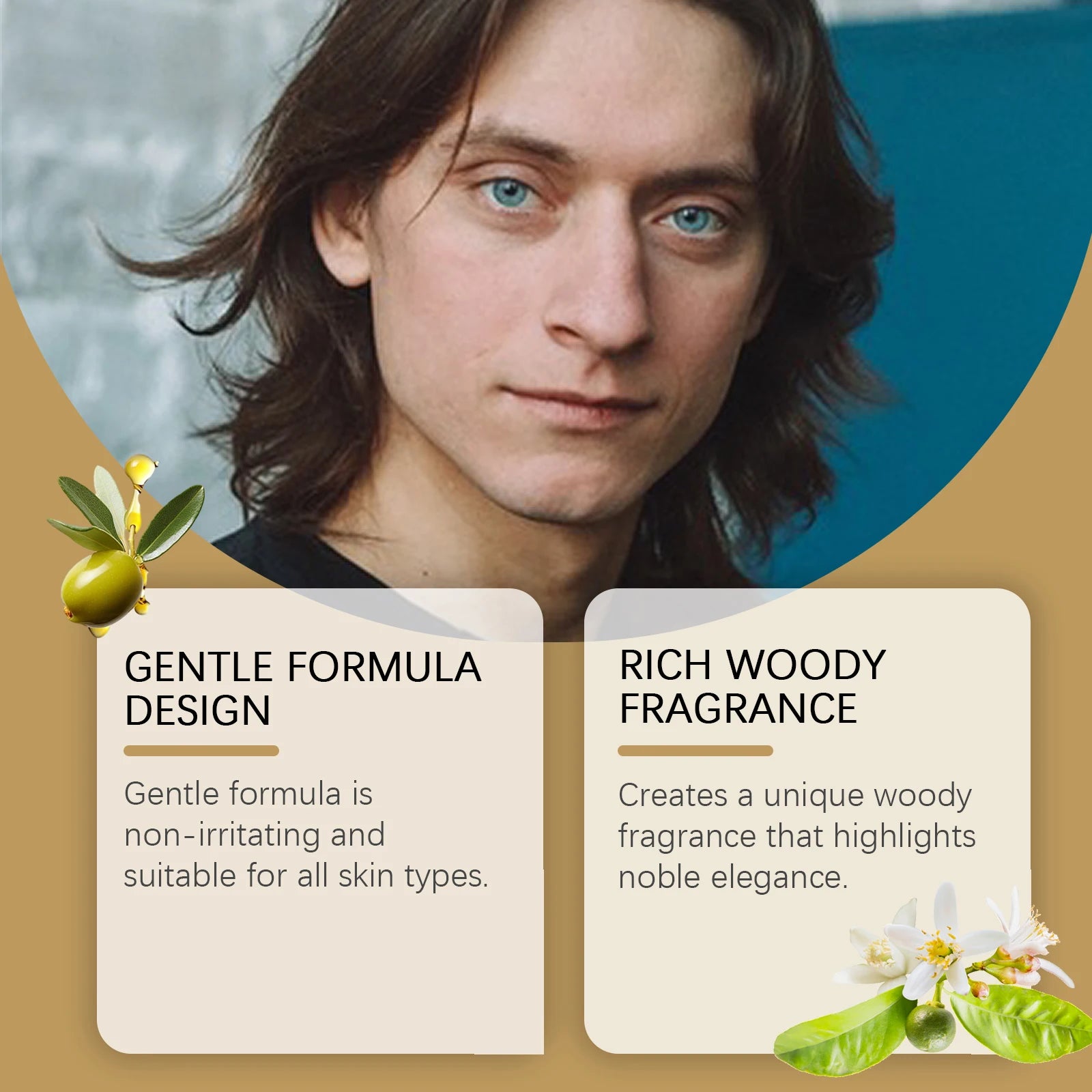 3Scents portable solid cologne for men. Woody scent balm with olive and floral notes. Long-lasting pheromone fragrance.
