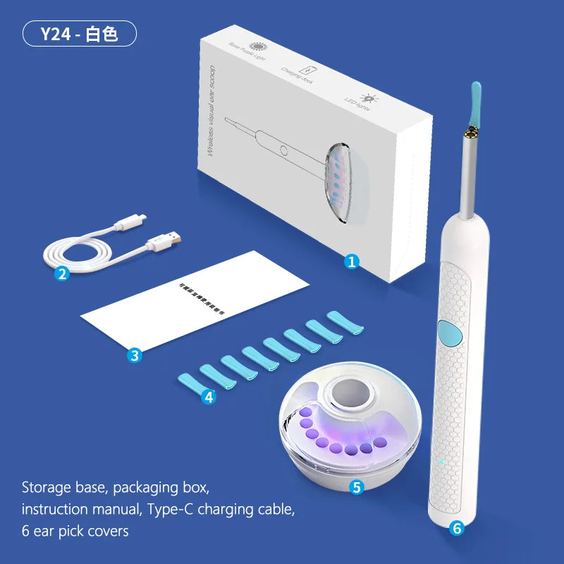 Visual Ear Wax Cleaner Camera - Digital HD Earwax Removal Kit Relaxation Treatment White Warehouse Tidesmit