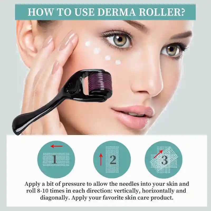 Derma Roller for Hair and Beard Growth - 540 Titanium Needles Massage Roller Tidesmit