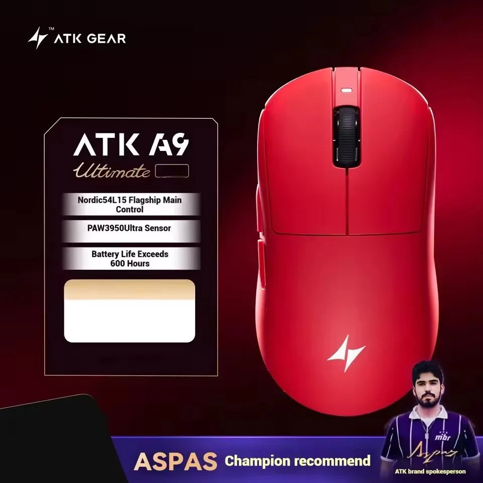 ATK A9 PLUS ULTRA Series Mouse Dual 8K Wireless Mouse Bluetooth Lightweight PAW3950 Ultra Nordic52840 E-sports Mice Gift