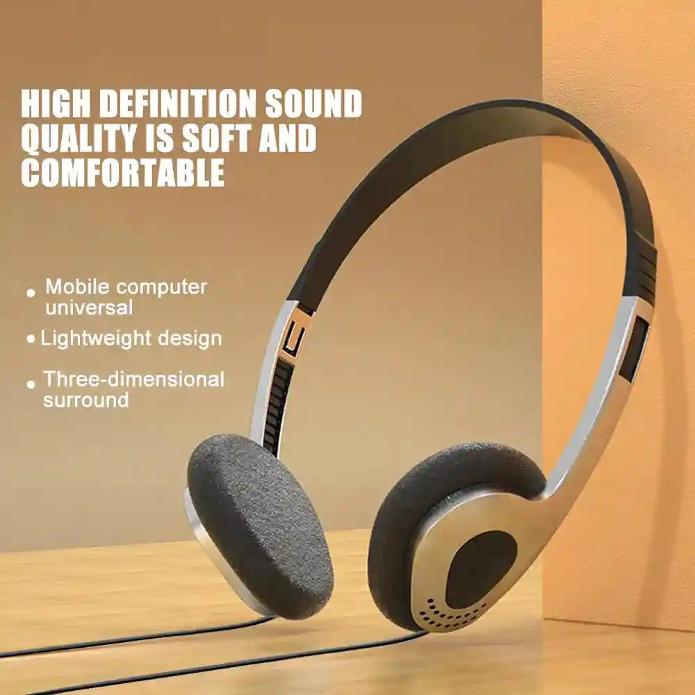 Retro Y2k Over-Ear Headphones Wired - Lightweight Black Audio Tidesmit
