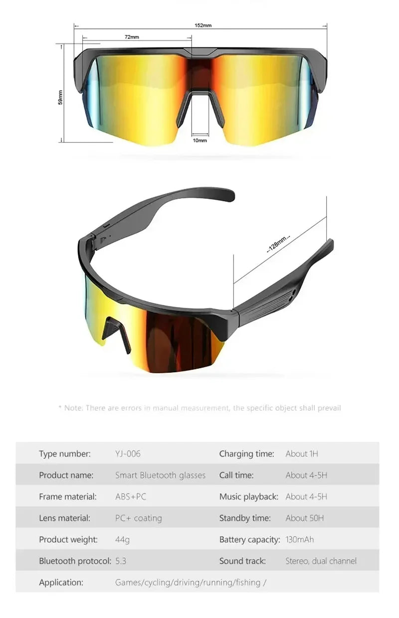 Bluetooth Cycling Sunglasses with Spatial Audio - Tidesmit Black Tidesmit