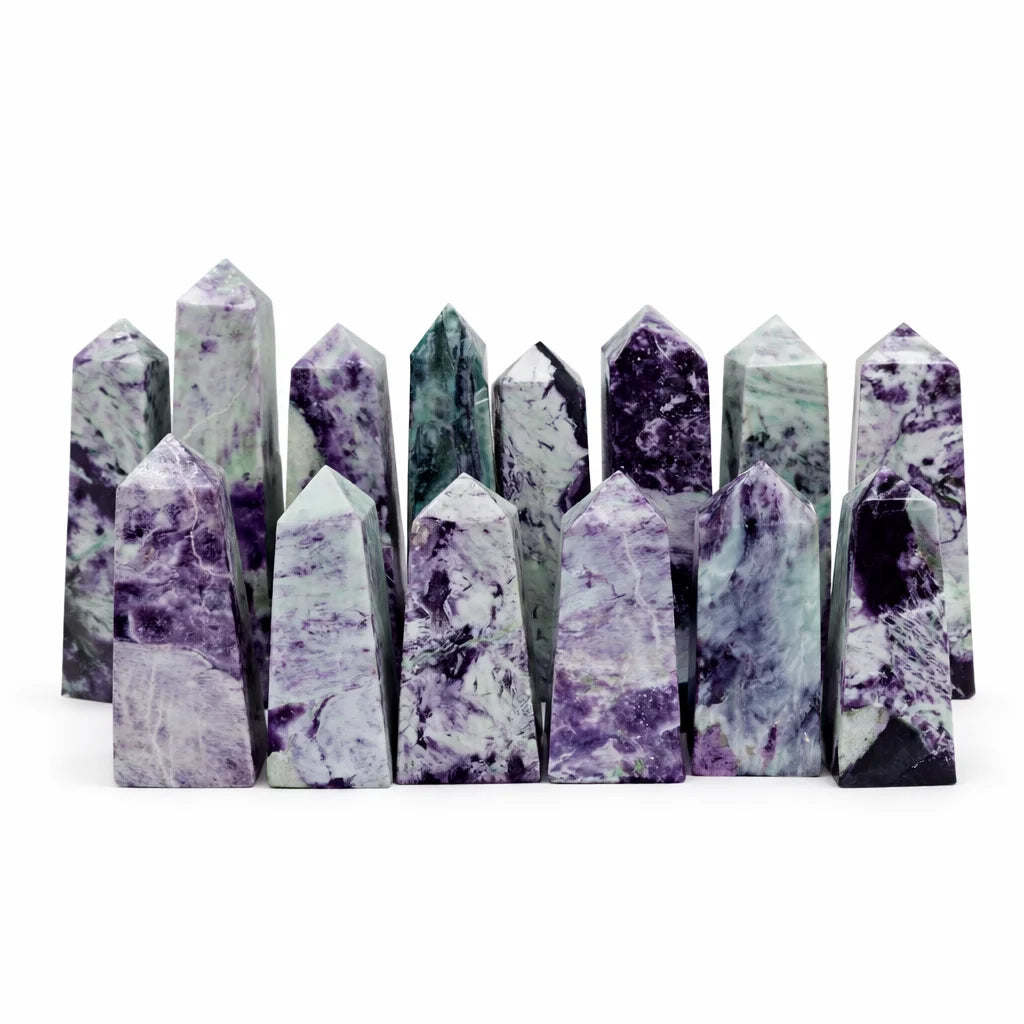 Chakralume Natural Handmade Polished Kammererite Obelisk Crystal Tower Rare Purple Healing Stone Reiki Meditation Energy Feng