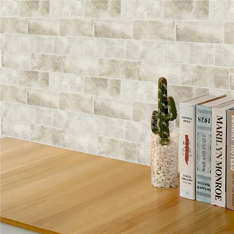 Subway Backsplash Tile Peel And Stick Wall Tiles For Bathroom Waterproof 20 Sheets Beige Stone Peel And Stick Backsplash-[A04I T