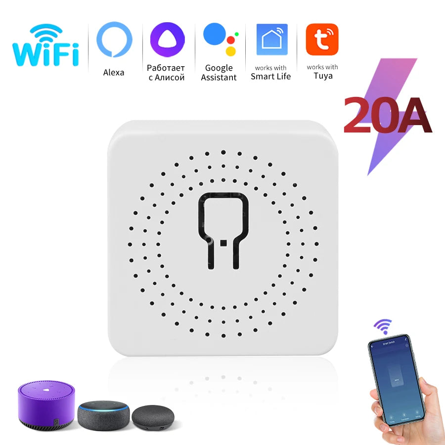Tidesmit WiFi Smart Switch Mini - 2-Way Breaker for Home Automation 20A Tidesmit