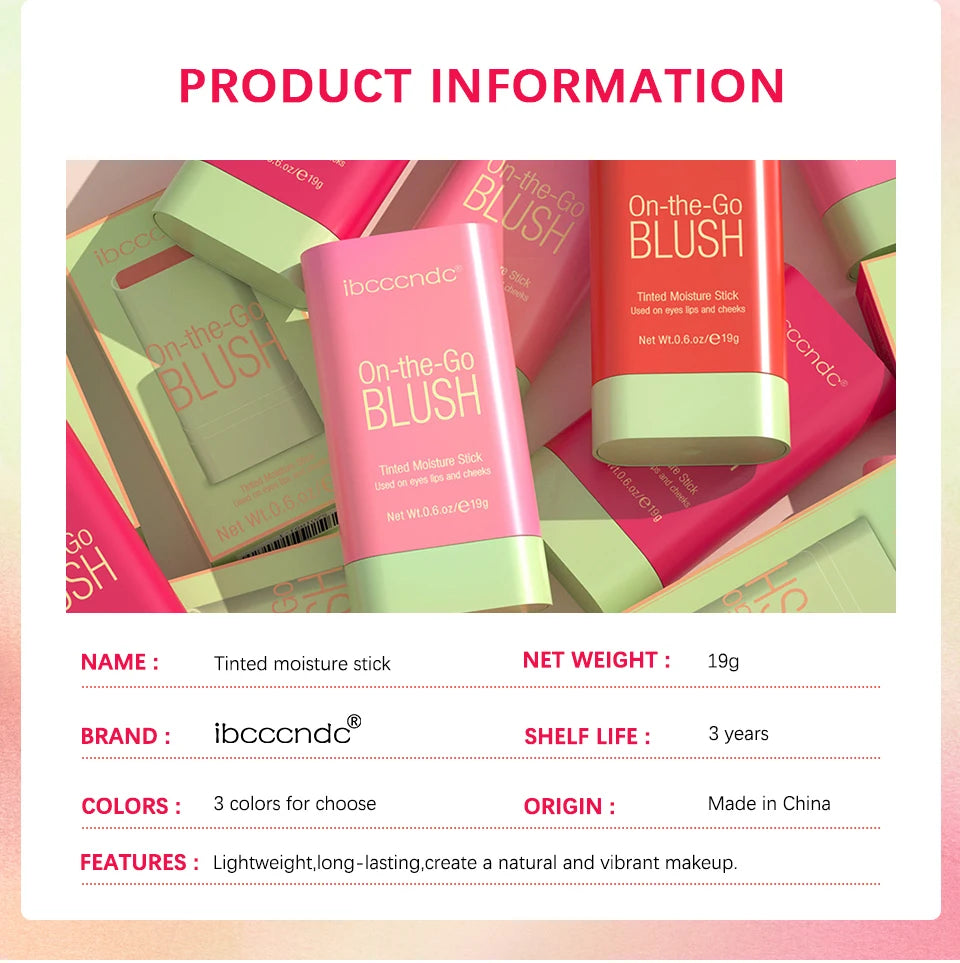Tidesmit multi-functional blush stick shade swatch showing waterproof cream texture and high color rendering