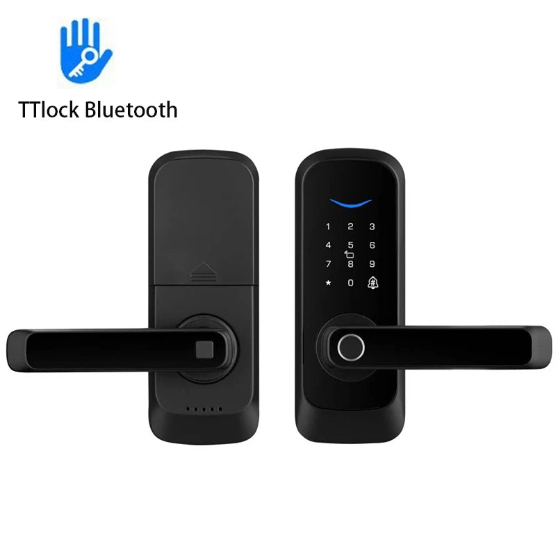 Keypad Door Lock With Handle Fingerprint Door Lock Smart Doorbell Cat eye Peephole Camera Tuya Wifi App Door Locks For Bedrooms