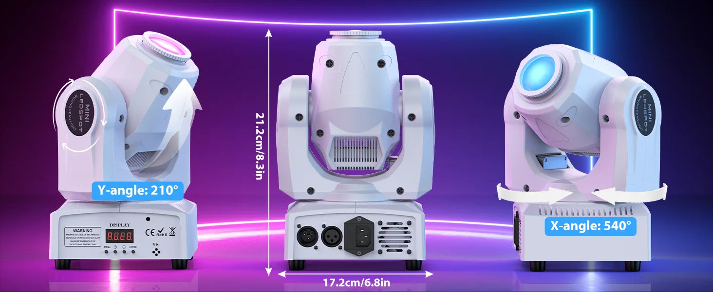 U'King 60W LED Moving Head Light White 4IN1 RGBW LED 7 Gobos Beam Stage Light DMX512 Remote Control for DJ Disco Show Party