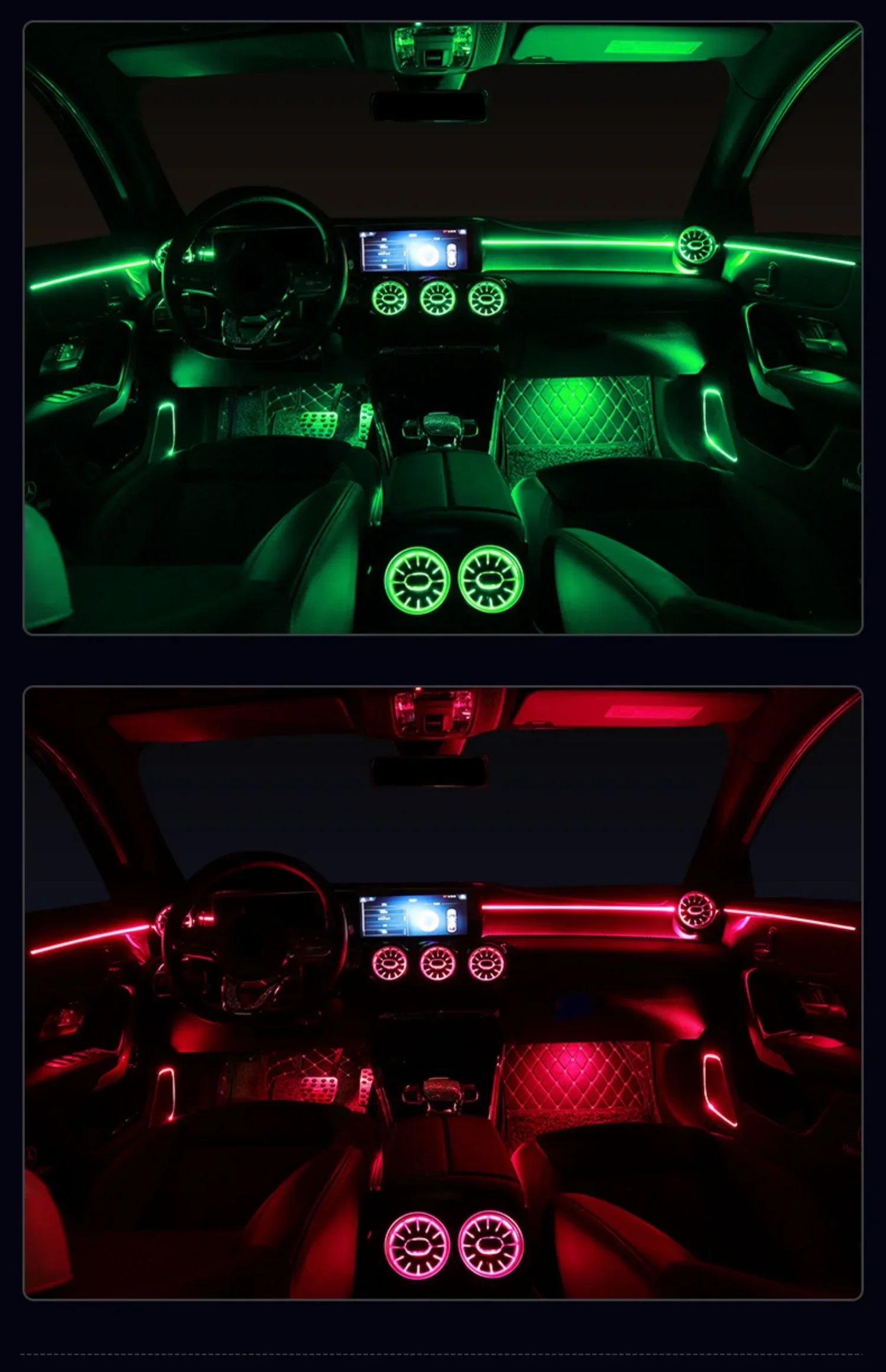 Mercedes Benz 64 Color RGB LED Ambient Air Vent Interior Upgrade Kit Tidesmit