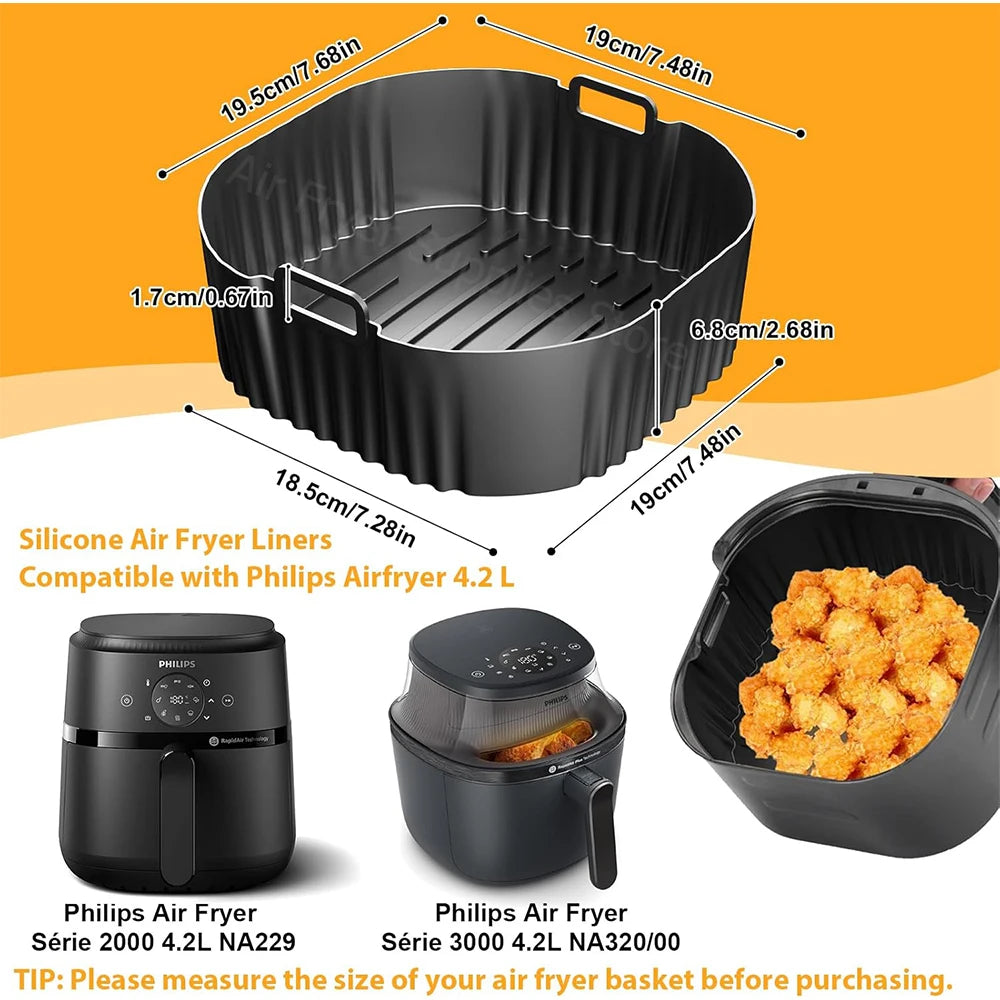 19cm Air Fryer Mold for Philips NA229 Reusable Silicone Baking Liners for Philips 4.2L Airfryer Series 2000 Kitchen Accessories