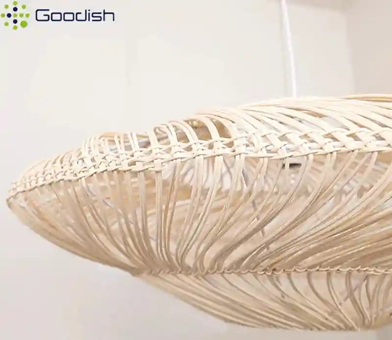 Wabi Sabi Rattan Pendant Light: Adjustable LED Bamboo Ring Light Tidesmit