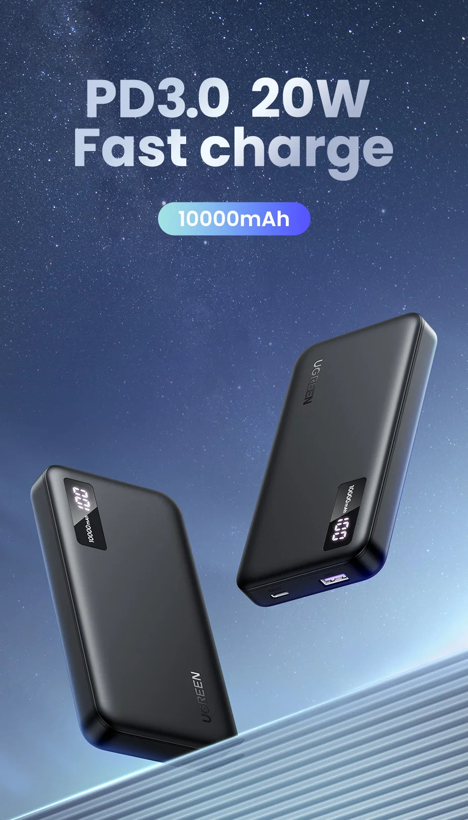 Tidesmit 10000mAh Portable Power Bank, 22.5W USB-C Fast Charging Tidesmit
