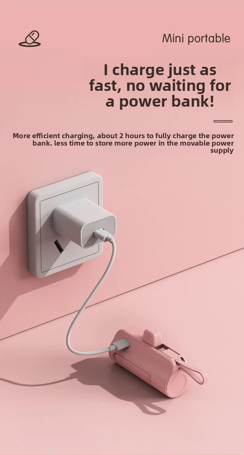 Portable Charger 5000mAh with Built-in Cable - Compact Fast Power Bank Tidesmit