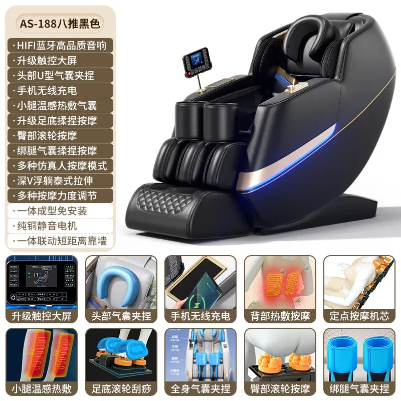 Full Body Zero Gravity Massage Chair - White Ash Space Capsule Massage Chairs black Tidesmit