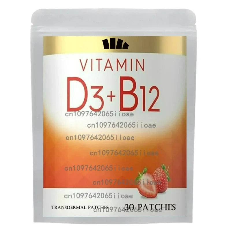 30 Patches Vitamin D3 + B12 Complex Transdermal Patches Natural Energy, Mood, Metabolism & Focus