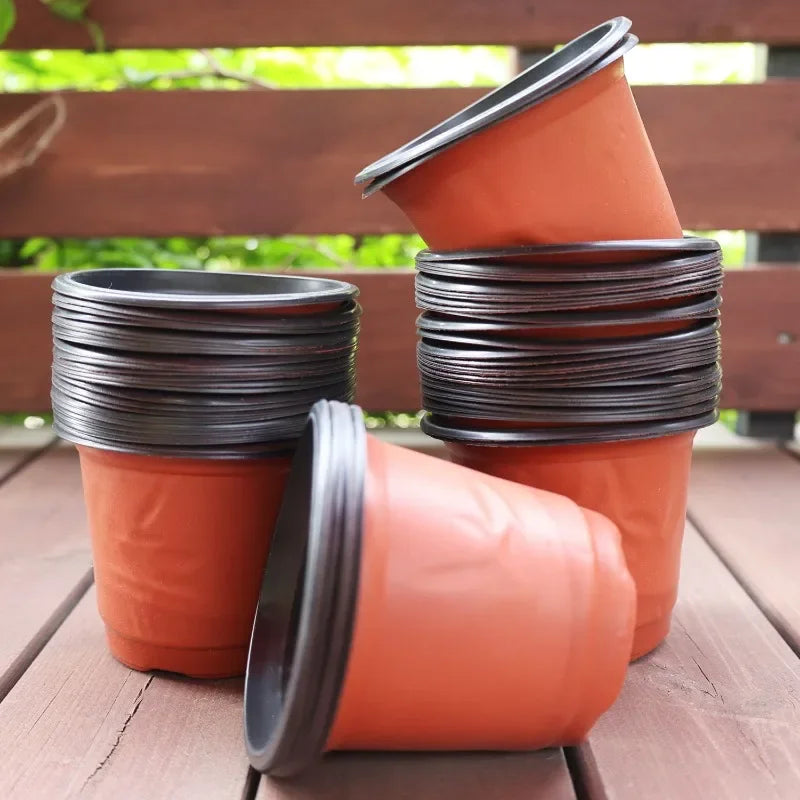 100-20PCS Plastic Nursery Pots With Holes Garden Succulents Cuttings Transplanting Pot Reusable Seedling Flower Plant Containers