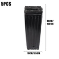 Set of 5 tall black plastic nursery pots, 30cm x 10cm, drainage hole bottom