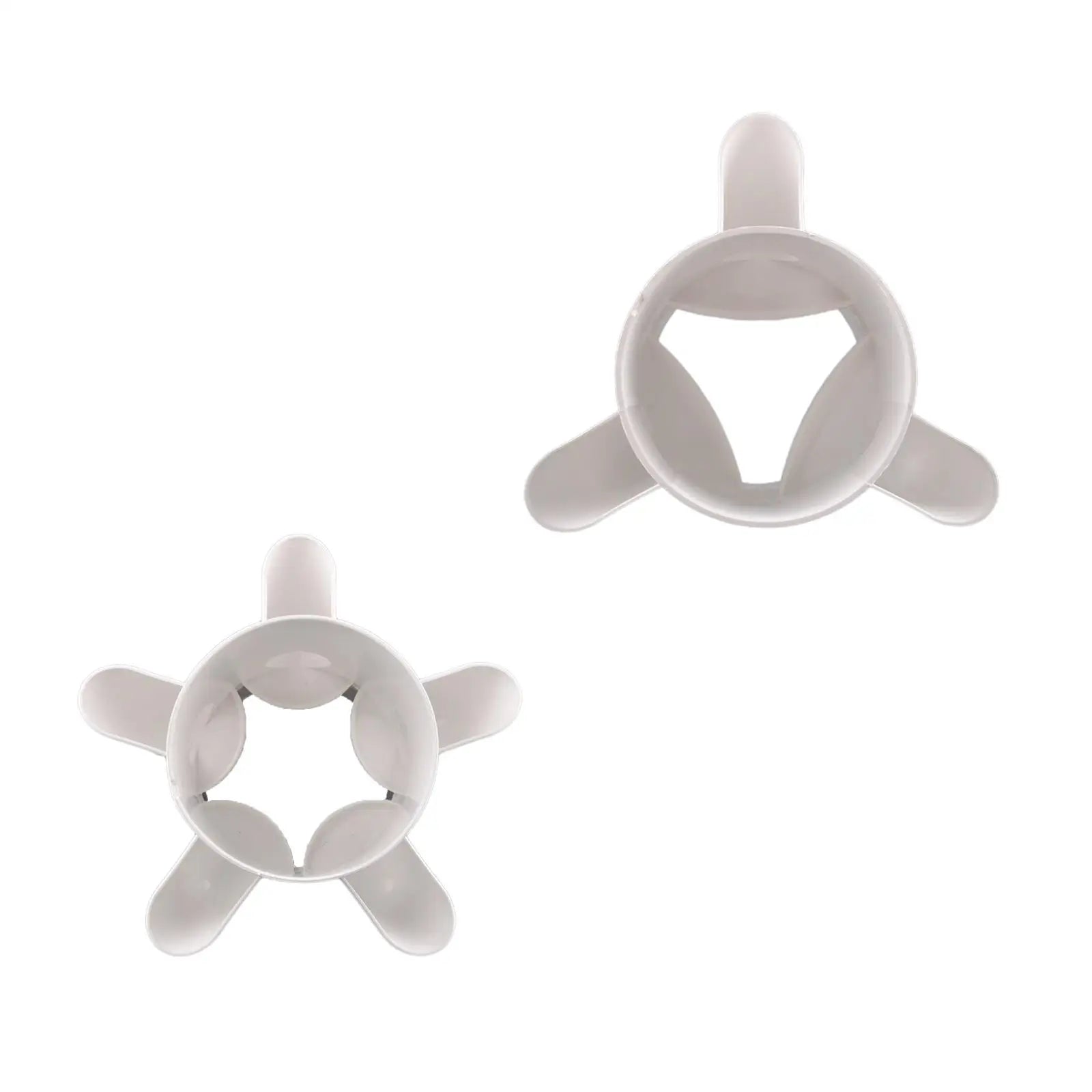 White plastic circular planting cup insert with three-prong side arms for hydroponics