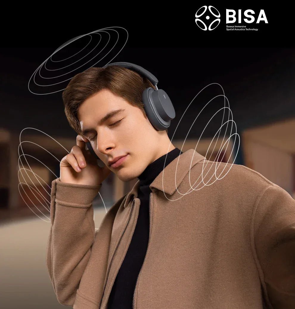 Baseus Wireless Headphones Bluetooth 5.3 HIFI Level Earphone 40mm Driver Foldable Over Ear Headsets 70H Playtime Spatial Audio Tidesmit