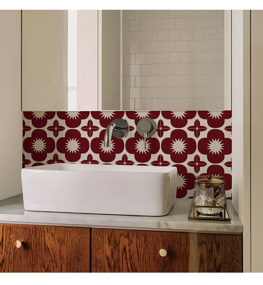 10Pcs Tile Stickers, Peel and Stick Self Adhesive Removable Moroccan Talavera Tiles Backsplash for Kitchen, Furniture Staircase