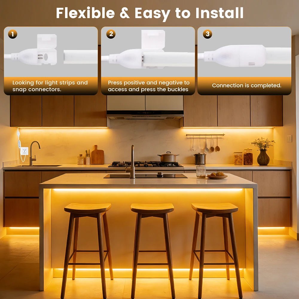 Dimmable 220V COB LED Neon Strip Light 4key Controller EU Plug Flex Tube 3000K 4000K 6000K for Staircase Bar Counter Lighting