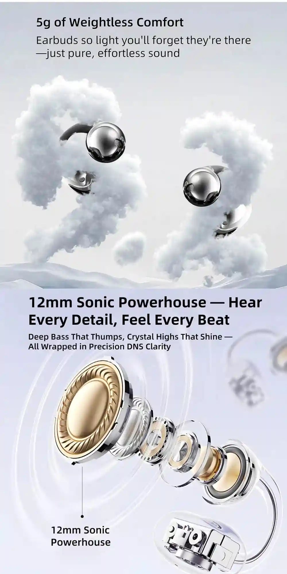 Wireless Headphones - 72H Play Time & Low Latency Black Model Tidesmit