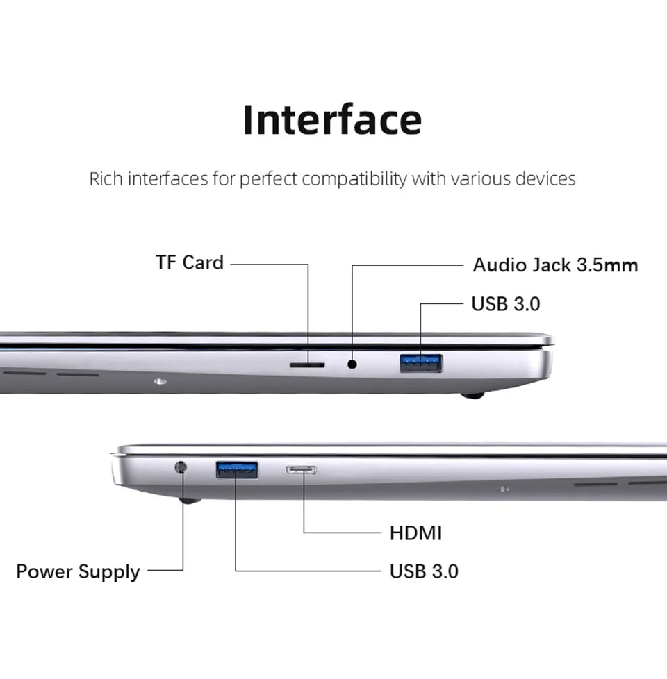 Portable Laptop Computer Windows 11 Intel i7-9850H Intel A3950 Notebook PC Gamer 12GB RAM 512GB 1TB SSD Office Study Computer PC