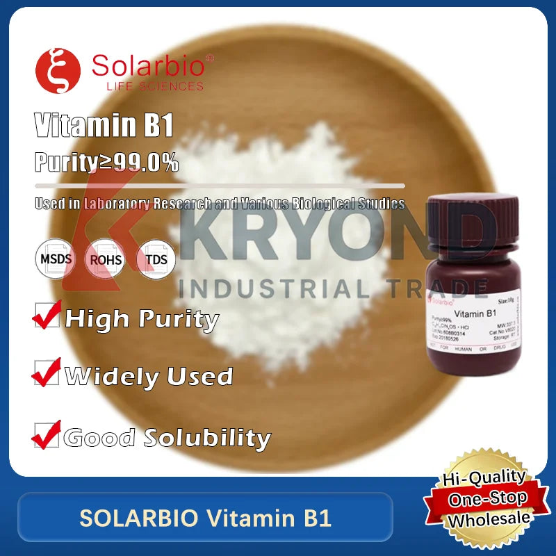 SOLARBIO Vitamin B1 (Thiamine) for Laboratory and Nutritional Supplement Applications Original Product